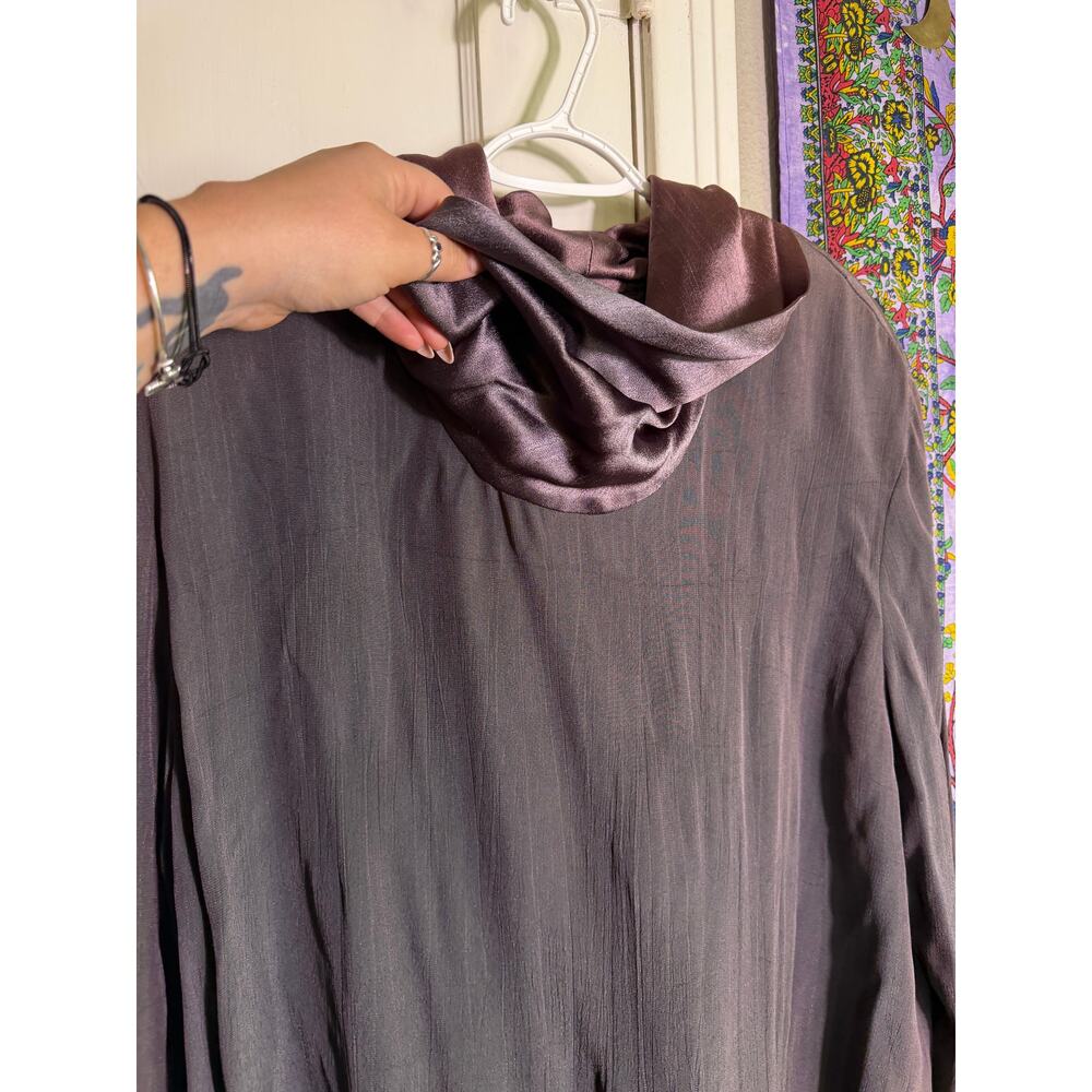 Carole Little 24W Plus Cowl Neck Tunic Mauve Satin Trim Lagenlook - Picture 4 of 9